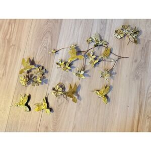 Vintage Brass Hummingbird Wall Art Set Gold Metal Mid Century Modern Decor 7pc